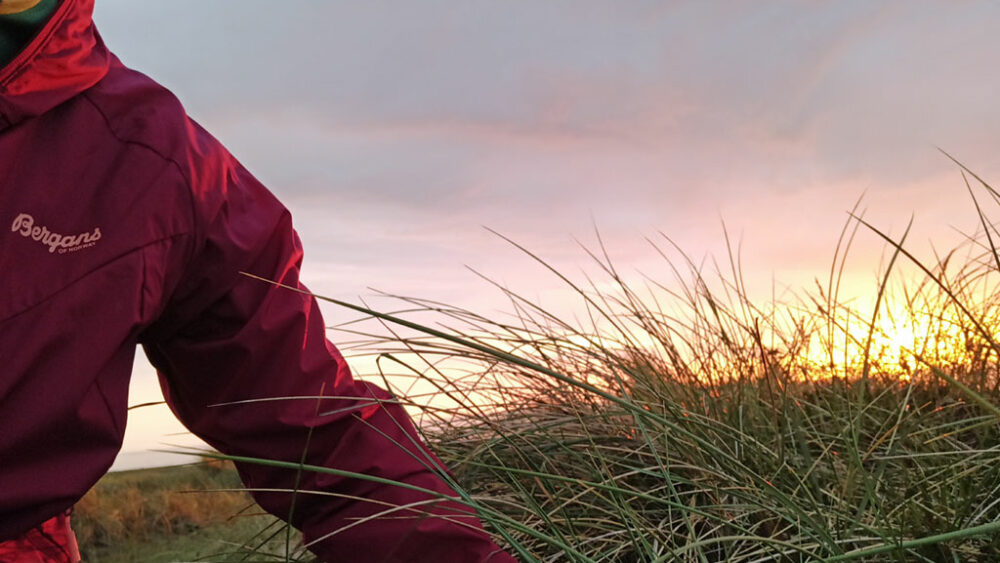 Jacke und Sonnenuntergang